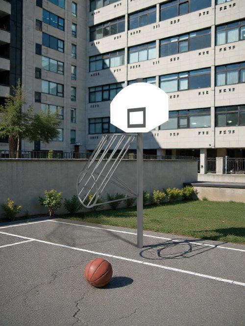 basketball hoop with ball return